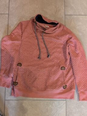 Maurices Quilted Cowl Neck Pullover Sweatshirt In Dusty Rose.